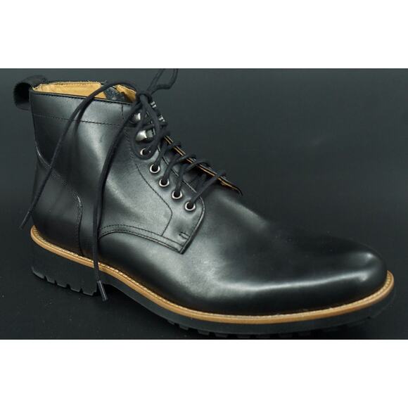 Warfield & Grand Clover Plain Toe Black Leather Ankle Boot Size 8 Men\'s Zip main image 12